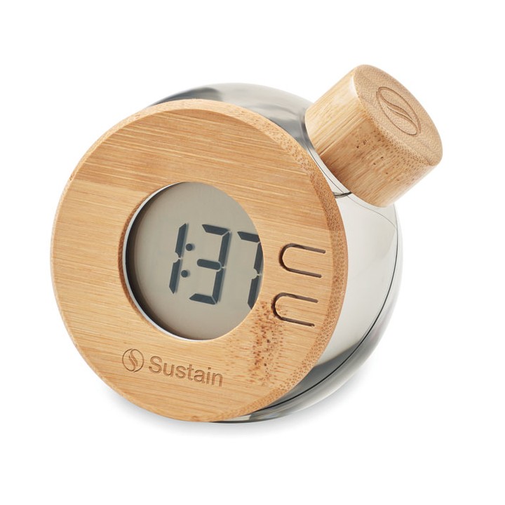 Horloge à eau LCD en bambou