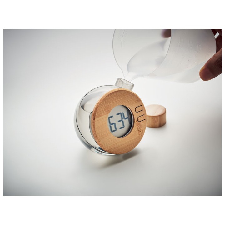 Horloge à eau LCD en bambou