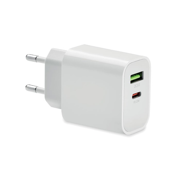 Chargeur 18W 2 ports, prise UE