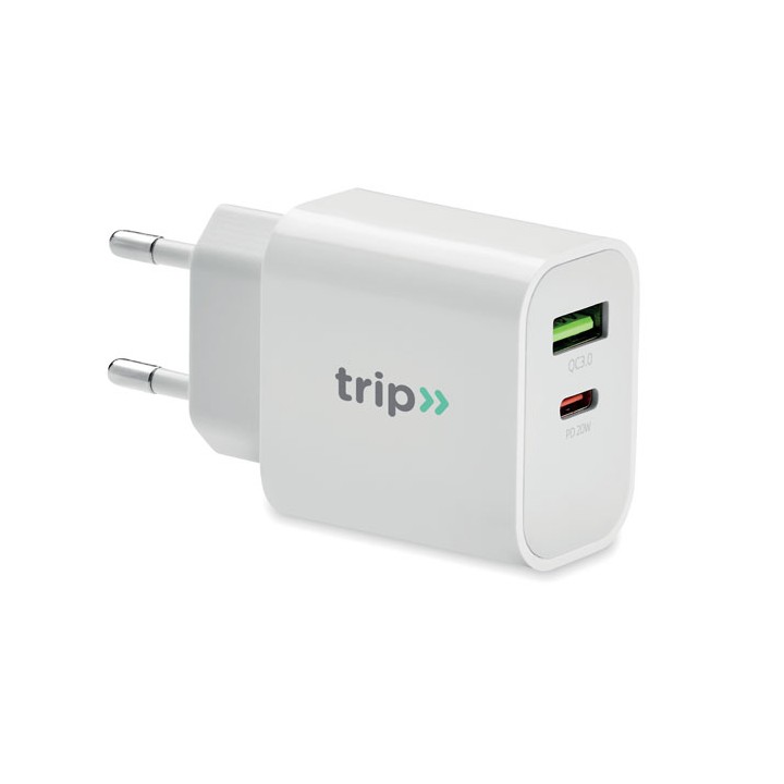 Chargeur 18W 2 ports, prise UE